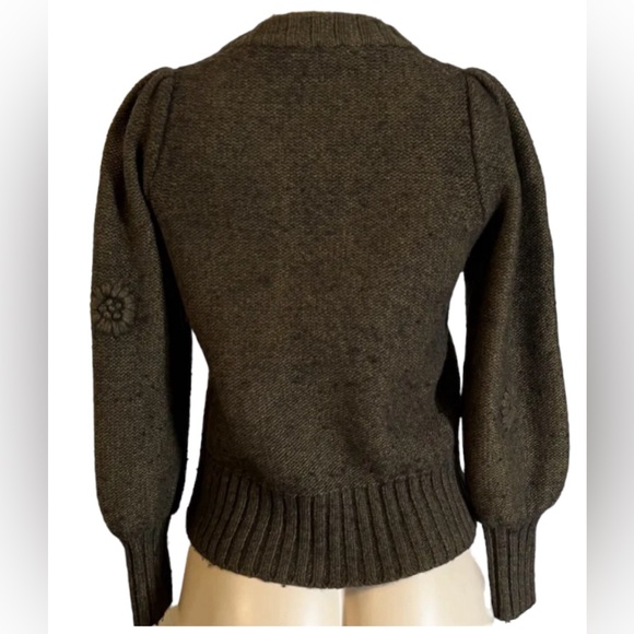 Madewell Flower Embroidered Edencroft Pleat Sleeve Wool Cardigan Sweater XS - Picture 4 of 4